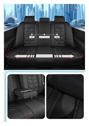 Housses de siège voiture en cuir premium noir, protection intégrale 5 places