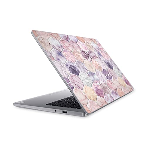 Autocollant vinyle marbre rose et hexagone pour Mi Notebook 14 2020