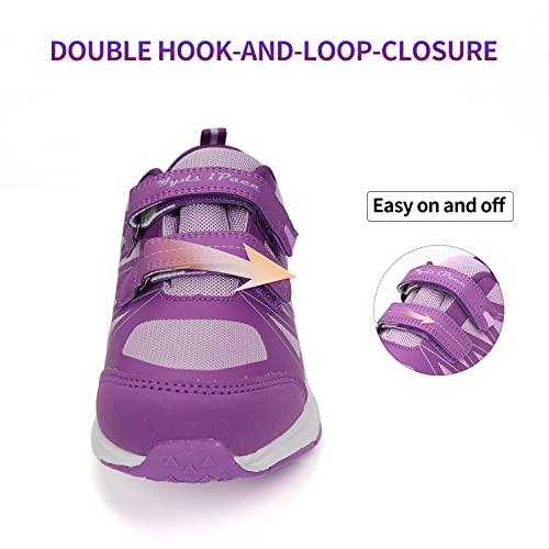 Waterproof Kids Sneakers for Boys Girls Running Walking Shoes with Easy ON/Off Hook-and-Loop Strap, Anti-Slip Lightweight Soft (Big/Little Kids)4