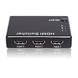 C&E Ultra High Performance HDMI Switcher, 3to1 Switch with IR Remote Support 3D