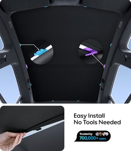 Image of Wigoo Tesla Model S Sunshade Roof [Never Sag, Nano Ice-Crystal Coatings] 3-Gen Heat Insulation Glass Roof Sun Shade, Accessories for Tesla Model S 2021~2026, Tesla Interior Black