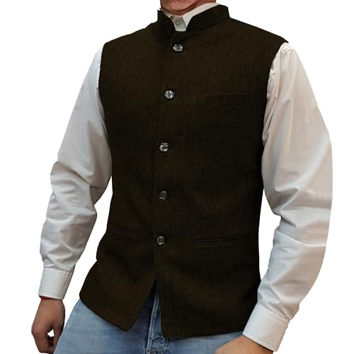 Gilet de costume en tweed à chevrons pour hommes coupe slim fit chic