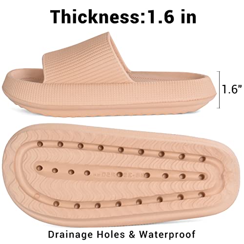 Vonmay Cloud Slides Slippers For Women Men Shower Sandals Quick Drying Non Slip Thick Foam House Shoes, Khaki #TOP2