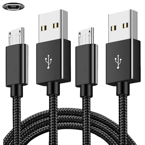 SZMXUCK 2 Pack 6.6FT PS4 Controller Charging Cable, Micro USB Nylon Charger Data Sync Cord, Suitable for PlayStation 4, Xbox One S/X Controller and More (Black)