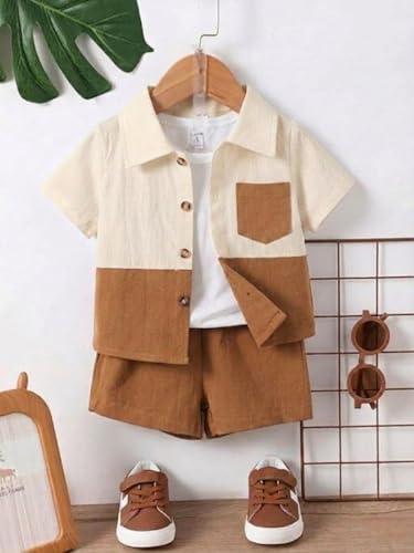 Image of URBAN OX Stylish Boys Co ords Dress Set | Printed Shirts and Shorts for Kids Clothes