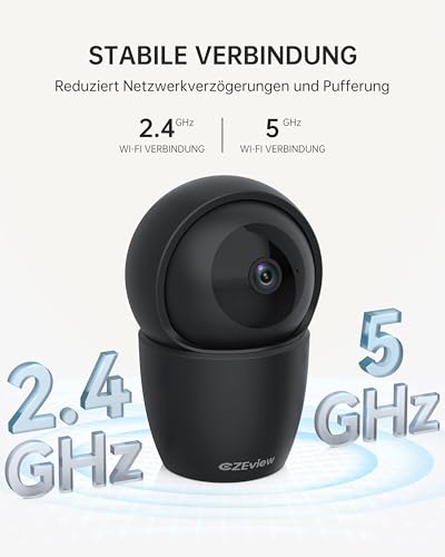 CZEview 3K 5MP Überwachungskamera Innen, 2,4/5Ghz Dual-Band WLAN Kamera Überwachung Innen, Hundekamera Haustierkamera mit APP, 360° Kamera Indoor, Zwei-Wege-Audio, Nachtsicht
