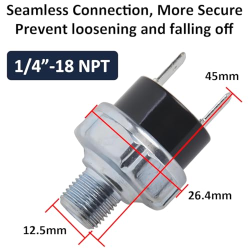 LKRXW Druckschalter für Kompressor 90-120 PSI Luftpumpe Schalter 1/4\ NPT Luftkompressor Steuerschalter Automatische Druckregelventil für Kompressoren DC 12V 24V AC 110V 220V
