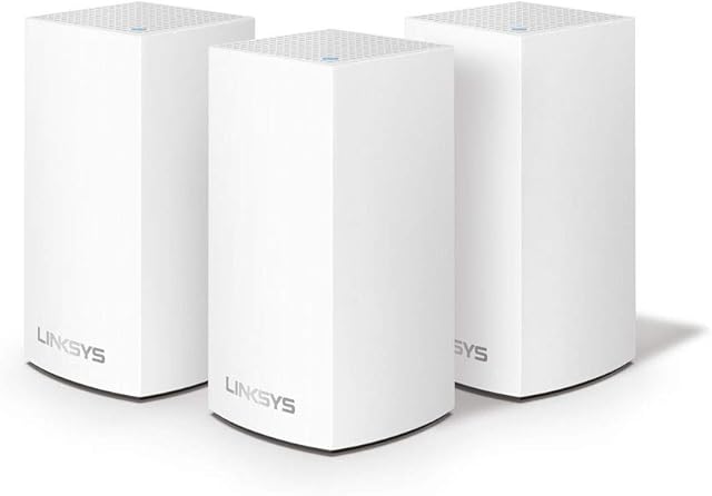 Linksys Velop WHW0103 Dual Band Whole Home Mesh WiFi 5 System (AC1300) - Wifi Router, Extender & Booster up to 4,500 sq ft Coverage for 45+ Devices with MU-MIMO & Parental Controls - 3 Pack, White