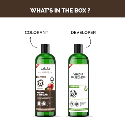 Image of Dark Brown 20 Minutes Gel Hair Color, Fruitberries Extracted - 100% Grey Coverage, No Skin Stain- 100ML Developer and 100ML Colorant, Pack of 1