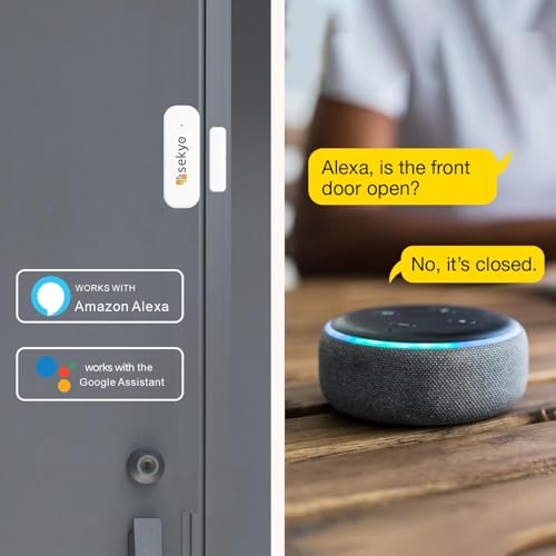 Image of Sekyo WiFi Smart Door Alarm Sensor | Wireless Magnetic Home Security System with Real-Time App Notifications | Easy Installation | Smart WiFi Connectivity for Door & Window (Pack of 2)