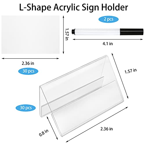 Openfly Mini Clear Acrylic Sign Display Holder, A-Shape Sign Holders With Blank Labels, 2.4X 1.6Inch Horizontal Slanted Price Name Card Tag Label Stands Small Signs For Food, Buffet, Office, Home #TOP6