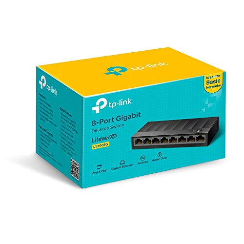 TP-Link LS1008G 8-Port Desktop Switch (8 x Gigabit Auto-Negotiation RJ45 Ports, IEEE 802.3X, Plug and Play, energiesparend… – Ansicht 6