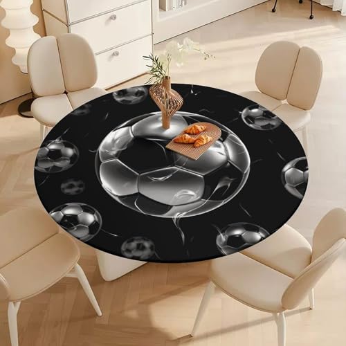 Nappe ronde ajustée élastique imperméable noire lavable pour table de jardin - 5
