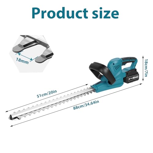 Taille Haie Batterie 21V avec 2 Batteries 3,0 Ah, Taille-Haie sans Fil 1000W Brushless, Lame 51 cm, Coupe 15 mm, Poignée Ergonomique pour Haies, Arbustes et Jardin (avec 2 Batteries) – vue 7