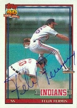 Miniatura 1 de Felix Fermin autographed Baseball Card (Cleveland Indians) 1991 Topps #193 - Autographed Baseball Cards