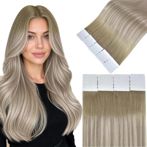 Image of Easyouth 24In Tape in Hair Extensions Human Hair Ombre, Long Straight Hair