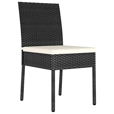 DXKDUSOKJ Set of 2 Black Poly Rattan Patio Dining Chairs with Steel Frame and Seat Cushions for Outdoor Use