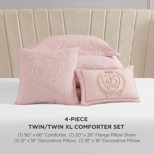 Image of Juicy Couture Dovona Bedding Set 4-Piece Twin /Twin XL Comforter Set, Blush Pink