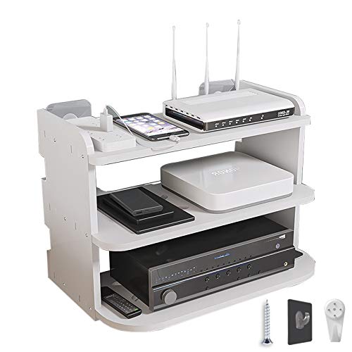 Wandregal TV-Set-Top-Box-Regal - EIN Komplettes Zubehörset, 3 Schichten Weiße Schwimmende Projektorregale Für Wohn- Und Schlafzimmer, 30 * 20