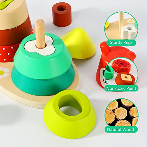 Abellzos Montessori Toys, Wooden Sorting Stacking Toy For Toddlers 1-3, Color Shape Puzzle Learning & Educational Matching Blocks First Birthday Gifts For Boys Girls Preschool Kids (Bear & Forest) #TOP2