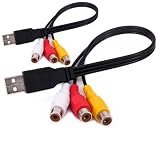 BENACES Cavo da USB a 3 RCA, confezione da 2 cavi da USB maschio a 3 RCA femmina, cavo adattatore AV composito per TV/PC