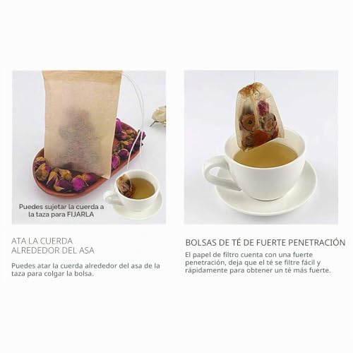 Miniatura 6 de Nepak - Juego De 600 Bolsas De Filtro De Té Vacías En No Tejido, Desechables, Multiuso, Tamaño 6 X 8 Cm