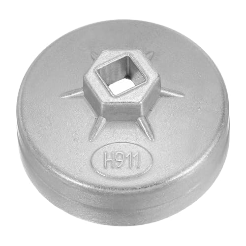 sourcing map Oil Filter Cap Wrench 12 Flute 76mm Inner Dia 1/2 Square Drive Aluminum Cup Type Drive Metric Oil Filter Socket Removal Tool for Engine Conduit Fittings