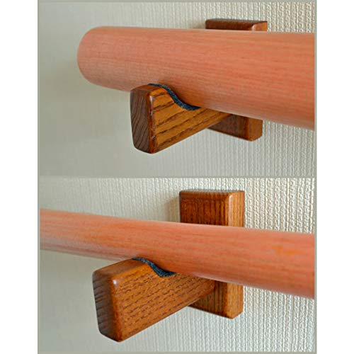 Teslyar Baseball Softball Bat Rack Wood Felt Liner Wall Mount For Horizontal Display - Solid Ash Tree Hidden Screws Handmade Brown #TOP5