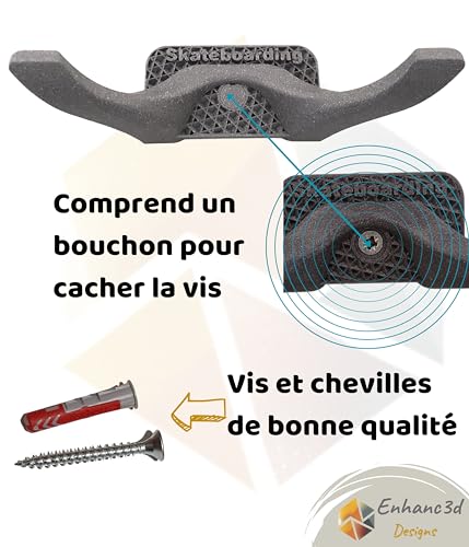 Enhanc3d Designs Support Mural pour Skateboard au Design Moderne, Accrochez Votre Skateboard, surfskate ou Longboard (1) – vue 4