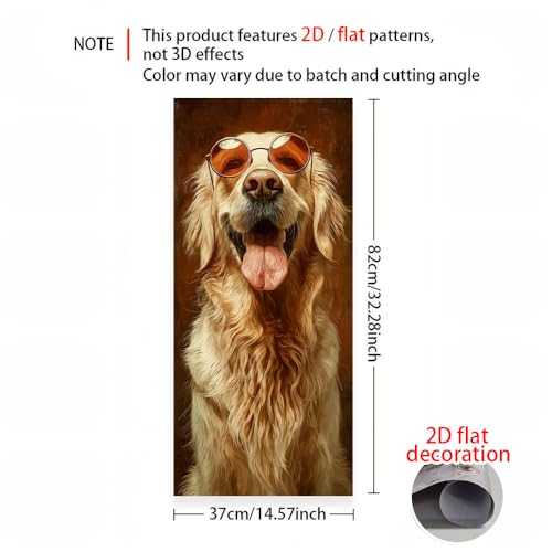 Image of 14.6x32.3 Inch Trash Can Cover Golden Retriever Wearing Sunglasses Design Outdoor Garbage Bin Decoration Sticker Wrap