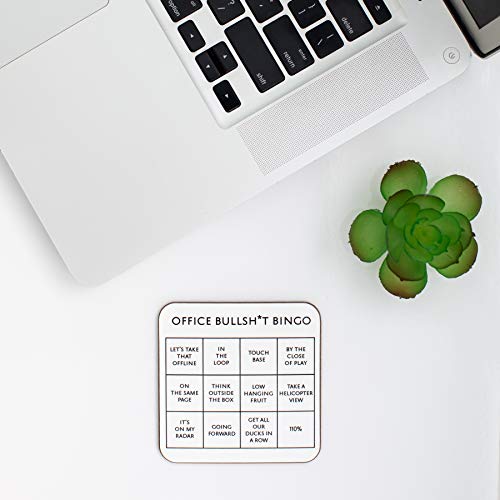 Office Bingo Card Coaster Funny Novelty Gift – Secret Santa and Office Joke Gift for Colleagues – Humourous Drink Coaster with Waterproof Gloss Finish (90 mm x 90 mm) - Image 2