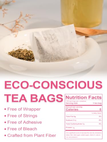Image of TeeLux Peach Ginger Green Tea Bags, Smooth & Refreshing Taste, 100 Count