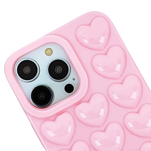 DMaos iPhone 15 Plus/iPhone 14 Plus Case for Women 3D Pop Bubble Heart Kawaii Gel Cover, Cute Girly 6.7 inch - Pink - Image 4