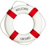 LumoLight壁飾り 木製の航海ライフリング装飾的な家のブイの壁のドアの吊り下げ式装飾飾り 泡浮き式の工芸式浮き輪 地中海風工芸品 ビーチのテーマ家の装飾 ホームインテリアに浮き輪を飾る ウォールデコレーション (50cm,レッド) [並行輸入品]
