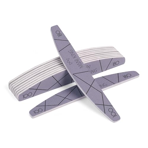 MANI KING Nagelfeile - Halbmond 100/180 – 10 Stück Für Maniküre Und Pediküre - Hochwertige Einweg-Nagelfeilen Für Gel-Nägel - Gelnägel Set - Ideal Für Gel Nägel