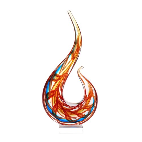 Luxury Lane Hand Blown Flame Sommerso Art Glass Sculpture 16 Inch Tall Centerpiece Table Decoration #TOP3