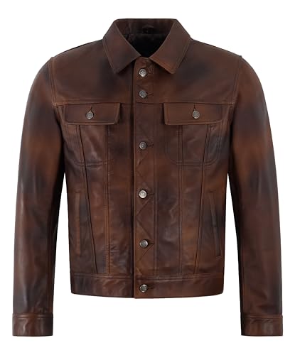 Veste en cuir souple pour homme style chemise western denim et finitions 1280