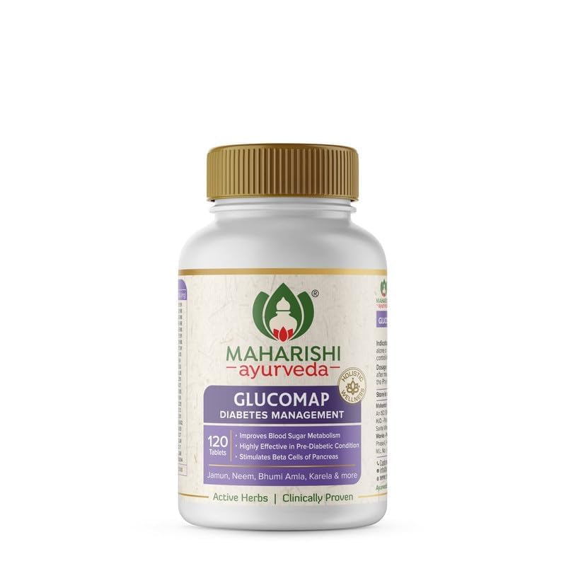 Maharishi Ayurveda Glucomap For Diabetes Management|With Jamun, Karela, Neem, Arjuna|Help Control Blood Sugar Levels|Helps In Blood Sugar Metabolism|120 capsules Pack Of 1, 1 count