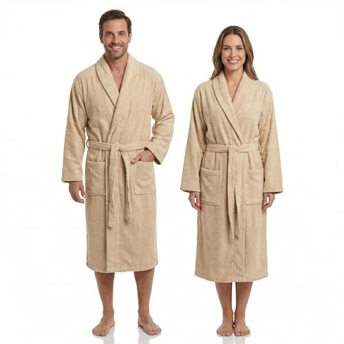 BOSKIMO Peignoir de Bain Unisexe 100% Coton OEKO-TEX – Robe de Chambre pour Homme et Femme – Éponge Américaine – Doux et Super Absorbant