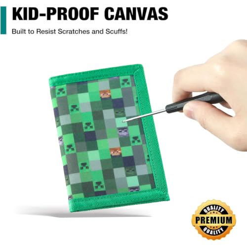 Image of Kids Wallet for Boys Teen, Little Boys Wallet for Kids Ages 4-5-6-7-8-9-10-12, Pixel Youth Wallets with Zipper Coin Pocket, Tri Fold Child Childrens Wallet for Christmas Birthday Gift Ideas