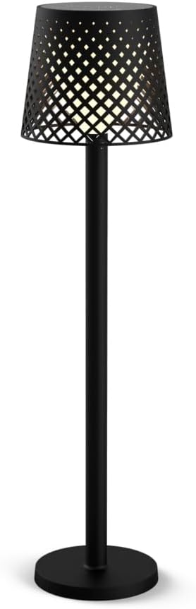 Newgarden Greta 5-in-1 Solar/Rechargeable Lamp, Indoor and Outdoor, 80 Lumens, Solar Panel and Micro-USB Charging Capabilities, Twilight Sensor, On/Off Switch, Recycled Plastic, Black.
