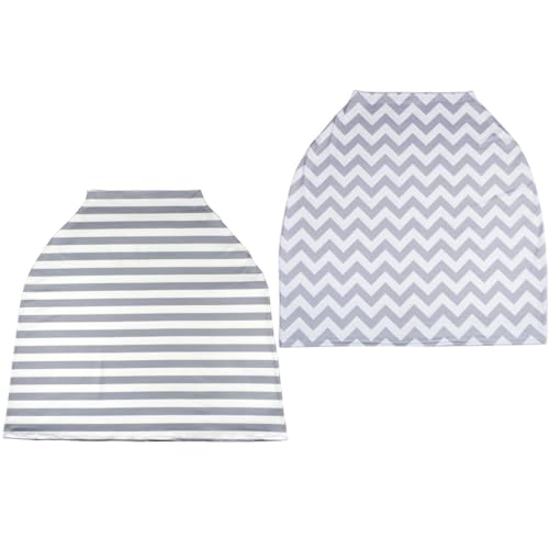 Toddmomy 2Pcs Nursing Covers for Breastfeeding Multi Functional Car Seat Covers Stroller Canopy Lightweight and Breathable for Stripes Waves