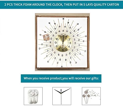 YIJIDECOR Large Wall Clocks for Living Room Decor Big Silent Wall Clock Battery Operated Non-Ticking for Bedroom Kitchen Home Decorative 24 Inches Gold Round Crystal Metal Wall Watch for Office Indoor