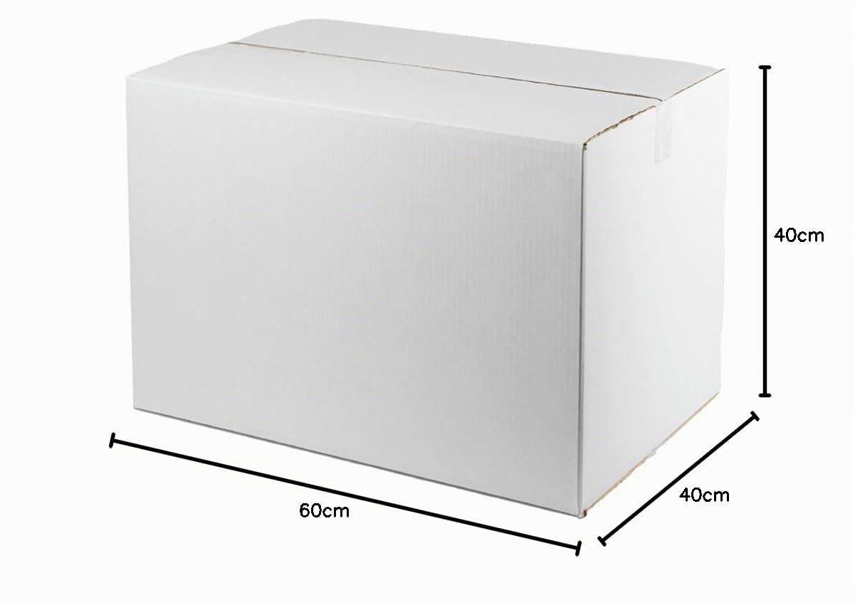 Pack 20 cajas cartón color blanco medidas interiores largoxanchoxalto en centímetros: 60x40x40 cm. Cajas cartón con solapas canal simple reforzado para envíos, paquetería, mudanzas, regalo…