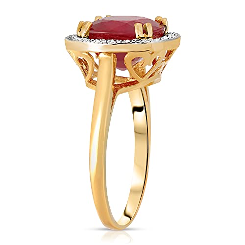 Galaxy Gold GG 14K Solid Yellow Gold Cushion Cut Genuine Brilliant Grade AAA Ruby Ring 6.9 CTW with Natural Diamonds2