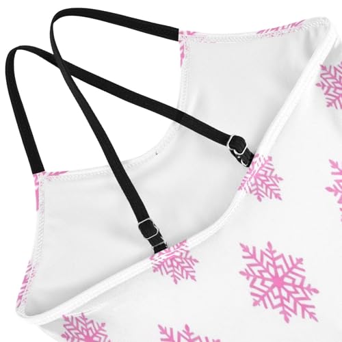 Girl Bathing Suits 3-10 Y Beach Bathing Suits Girls, Pink Snowflake White4