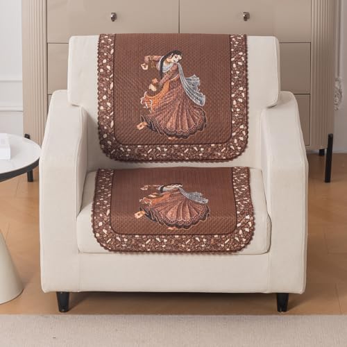 Image of HOKIPO HeavenHue Sofa Cover 1 Seater for Seat & Back, Nritya Echo