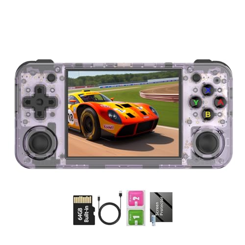 RG35XX H, Anbernic Retro Handheld Gaming Console with 64GTF Card, Dual Joystick Design 3.5-inch HD Screen Lasts up to 8 Hours High-Capacity Battery for Better Experience (Purple 64G)