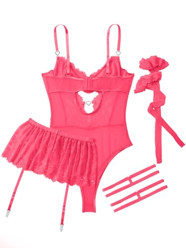 Image of Lilosy Sexy Lingerie Set 3 Piece Women Corset Bodysuit Skirt