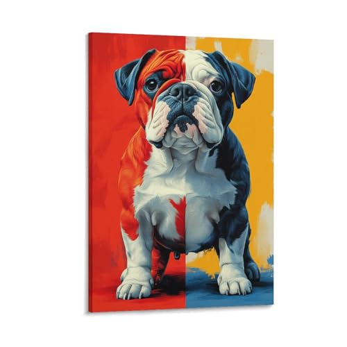 Peinture sur toile Bulldog déco murale premium 40x60cm pour chambre
